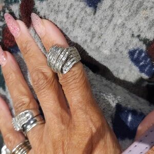 GENUINE AUTHENTIC HUGE SOLID 14K WHITE GOLD 2 CTTW DIAMOND ANNIVERSARY BAND RING